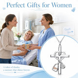 14K Gold Plated  Birthstone Stethoscope Cross Necklace Graduation Gifts for Women RN