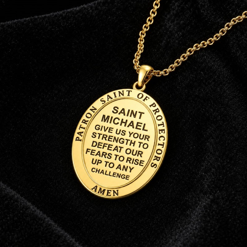 Patron Saint Medal Gold Plated Catholic Pendant Christian Religious Necklace Amulet Jewelry