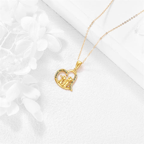 14K Gold Sister Gifts from Brother to Sister,Brother and Sister Necklace Heart Pendant Jewelry