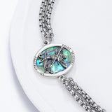 Sterling Silver Abalone Shell Saint Michael Bracelet Catholic Jewelry