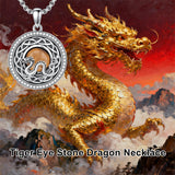 Sterling Silver Tiger Eye Eagle Lion Pendant Necklace for Men