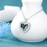 Sterling Silver Heart Rose Necklace for Women with Moss Agate Flower  Necklace that Holds 2 Pictures