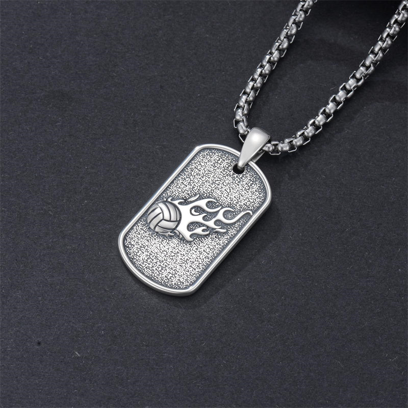 Sterling Silver Dog Tag Baseball Basketball Softball Soccer Pendant Necklace for Men