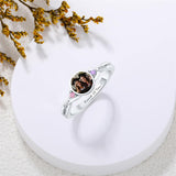 Sterling Silver Personalized Birthstone Photo Class Ring for Women
