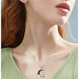 Crescent Moon 2 Cat Bat Black Cat Bunny Fox Highland Cow Horse Pendant Necklace Mother's Day Gift