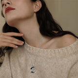 Gothic Jewelry Bat/Cat/Wolf/Spider Pendant Sterling Silver Crescent Moon Necklace for Women Girls Black Jewelry Gifts