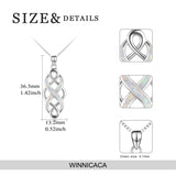 Celtic Knot Created Opal Pendant Necklace Sterling Silver Black Necklaces for Women Men 18"