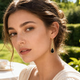 14K Gold Plated Black Onyx Tree of Life  Leverback Earrings Christmas Birthday Gift