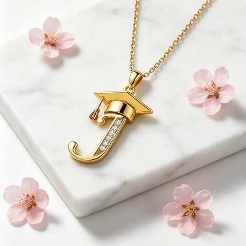 Initial  Graduation 14K Gold Plated Inspiring Grad Pendant Necklace Graduations Jewelry Gifts