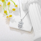 Sterling Silver Synthetic Birthstone Dog Pendant Necklace