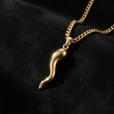 14K Gold  Plated Italian Horn Cornicello Pendant Necklace Lucky Talisman  Amulet Jewelry
