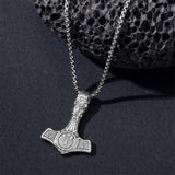Sterling Silver Celtic Knot Wolf Thors Hammer Pendant Necklace for Men