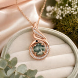 14K Gold Plated Moss Agate Pendant Necklace Boho Jewelry for Women