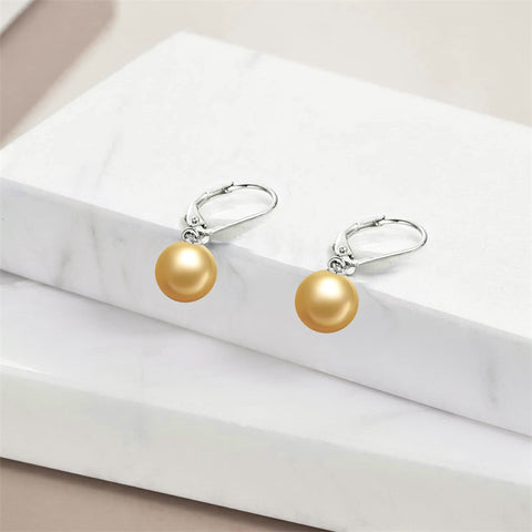 Sterling Silver Pearl Leverback Earrings