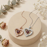 14K Gold Plated Personalized 1-5 Heart Birthstone Names Necklace  for Women