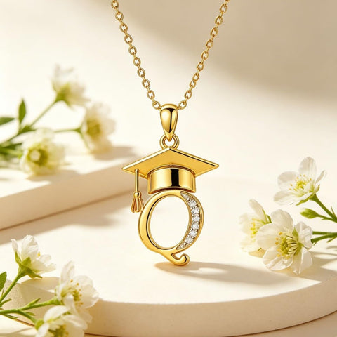 Initial  Graduation 14K Gold Plated Inspiring Grad Pendant Necklace Graduations Jewelry Gifts