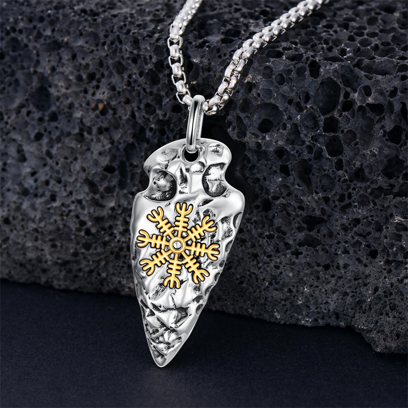 Sterling Silver Arrowhead Bear Claw Viking Compass Pendant Necklace