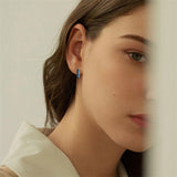 Sterling Silver Cross Celtic Knot Turquoise Hoop Earring for Men