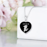 Sterling Silver Personalized Birthstone Engraved Pattern Class Pendant Necklace
