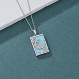 Sterling Silver Turquoise Empress The Lovers  The Moon Wheel Of Fortune The Sun Tarot Card Pendant Necklace