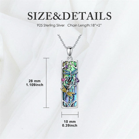 Sterling Silver Abalone Shell Bar Cardinal Bee Butterfly Hummingbird Dragonfly Phoenix Pendant Necklace for Women