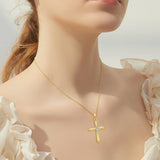 14K Gold Plated Cross Pendant Necklace Faith Jewelry Gift for Women