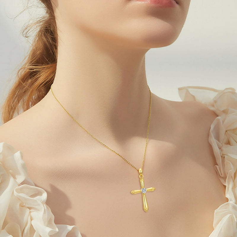 14K Gold Plated Cross Pendant Necklace Faith Jewelry Gift for Women