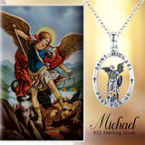 St Michael Necklace for Men 925 Sterling Silver Talisman Amulet Saint Archangel Michael Medal Religious Necklace