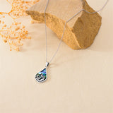 Sterling Silver Abalone Shell Moonstone Fox Pendant Necklace