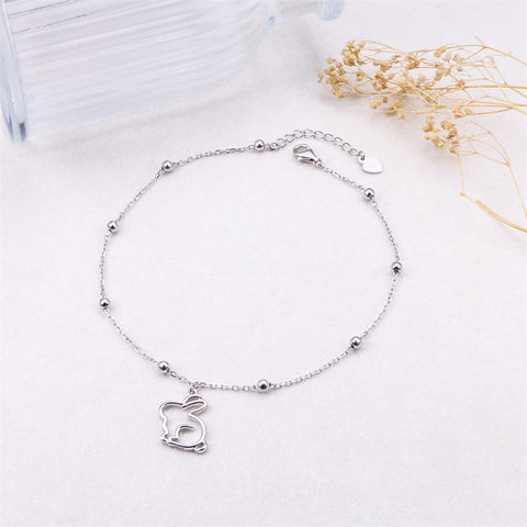 Rabbit Anklet for Women S925 Sterling Silver Adjustable Foot Chain Ankle Bracelet Anklets Jewelry