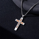 Sterling Silver Wooden Cross Pendant Necklace