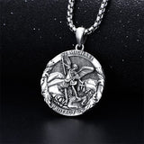 St Michael Necklace 925 Sterling Silver Amulet Pendant with 22+2 Inch Stainless Steel Chain Jewelry for Men & Women