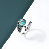 Sterling Silver Vintage Moonstone Turquoise Moss Agate Opal Tree of Life Spoon Rings