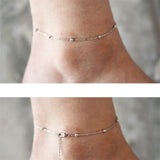 925 Sterling Silver Beaded Anklet Bracelet Multilayer Anklets for Women