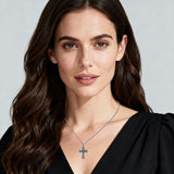 14K Gold Plated Turquoise Cross Pendant Necklace
