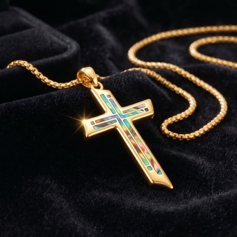 14K Gold Plated Cross Pendant Necklace Religious Confirmation Jewelry
