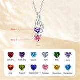 Copper Sterling Silver Personalized 1-6 Simulated Birthstones Mother's Name Heart Pendant Necklace