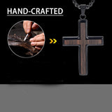 14K Gold Plated Wooden Cross Necklace for Men with Stainless Steel Adjustable Chain