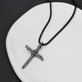 Sterling Silver 3 Nail Cross Pendant Necklace for Men