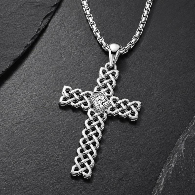 14K Gold Plated Celtic Vikin Cross Pendant Necklace Irish Jewelry Religious Protective Gift