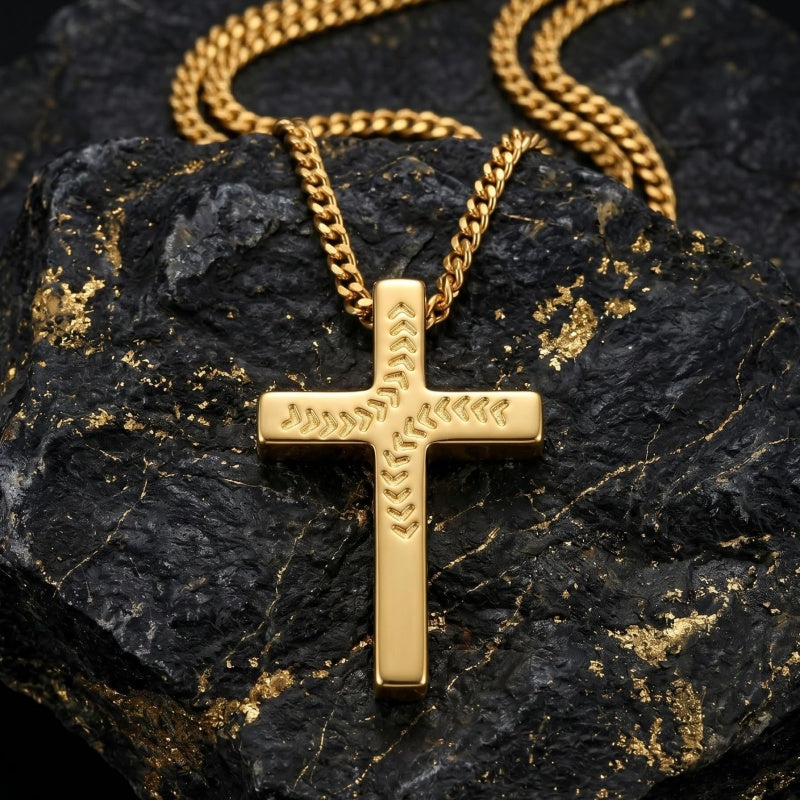 14K Gold Plated Soccer Football Basketball Baseball Cross  with Bible Verses Religious Pendant Necklace for Men