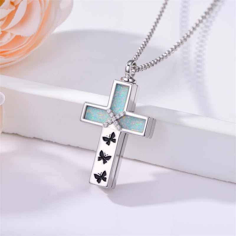 Sterling Silver Abalone Shell Opal Butterfly Dragonfly Tree of Life Pet Paw Cross Urn Necklaces for Ashes
