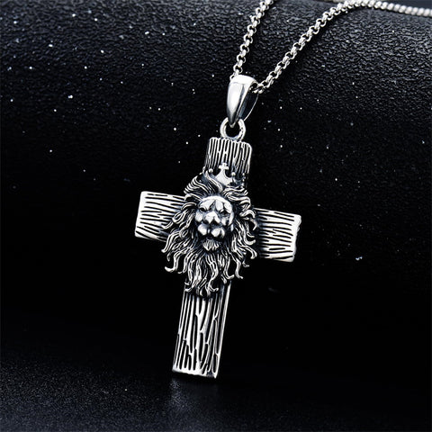 Sterling Silver Lion Semicolon Rose Sunflower Cross Pendant Religious Necklace