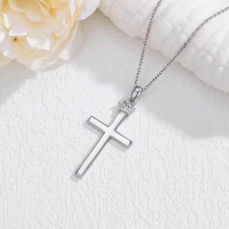 Sterling Silver Cross Pendant Necklace Christian Religious Jewelry Gifts for Anniversary