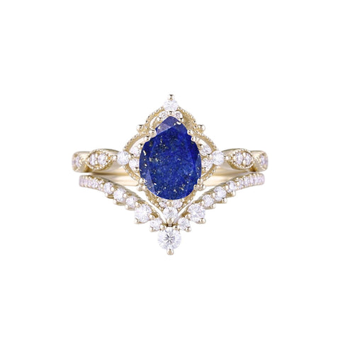 Sterling Silver 10K 14K 18K Gold Pear Shaped Gemstone Engagement Ring