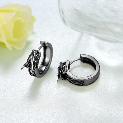 14K Gold Plated Viking  Hoop Earrings for Men