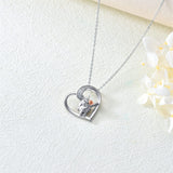 Sterling Silver Heart Highland Cow Pendant Necklace