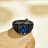 Sterling Silver Personalized Pattern Birthstone Engraved Class Graduation High School Ring for Men
