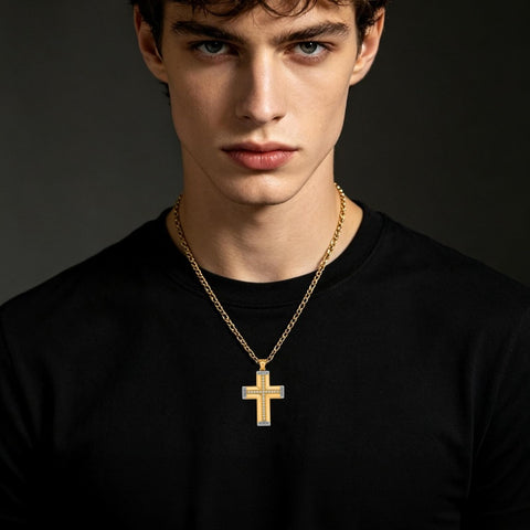 14K Gold  Plated Cross Necklace Simple Religious Jewelry Gift