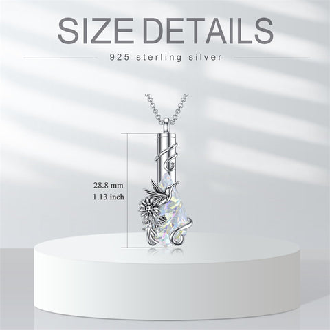 Sterling Silver Heart TearDangle Hummingbird Cardinal Urn Necklace for Ashes